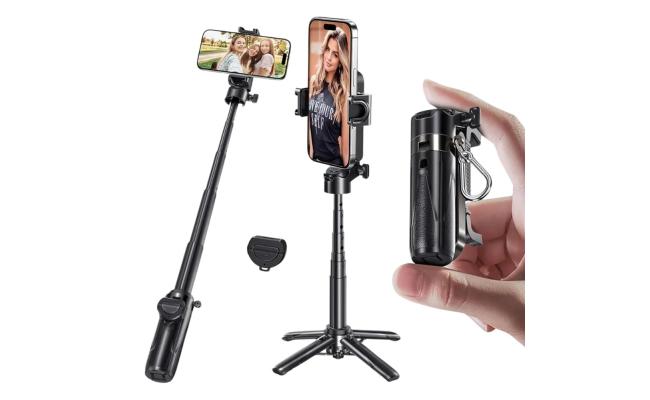 Jmary MT-18 Mini Phone Selfie Stick Tripod Extendable Phone Stand with Wireless Control for Live Streaming - Black